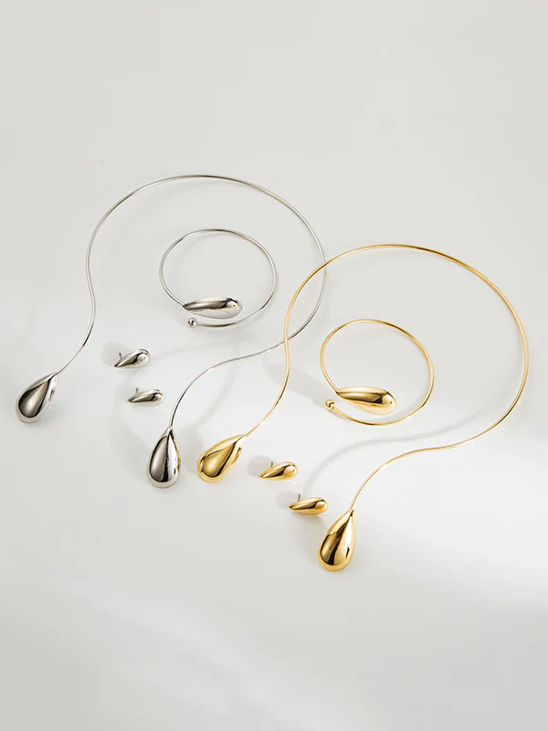 4 Pcs Geometric Bracelet Accessories + Drop Earrings + Necklaces Accessories - Image 4