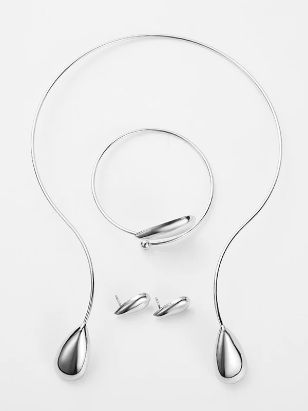 4 Pcs Geometric Bracelet Accessories + Drop Earrings + Necklaces Accessories - Image 5