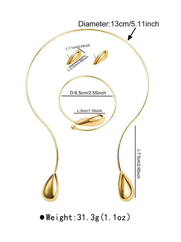 4 Pcs Geometric Bracelet Accessories + Drop Earrings + Necklaces Accessories - Image 7