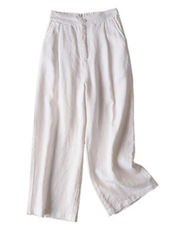 5 Colors Line Loose Casual Plus Size Wide-Leg Pants - Image 11