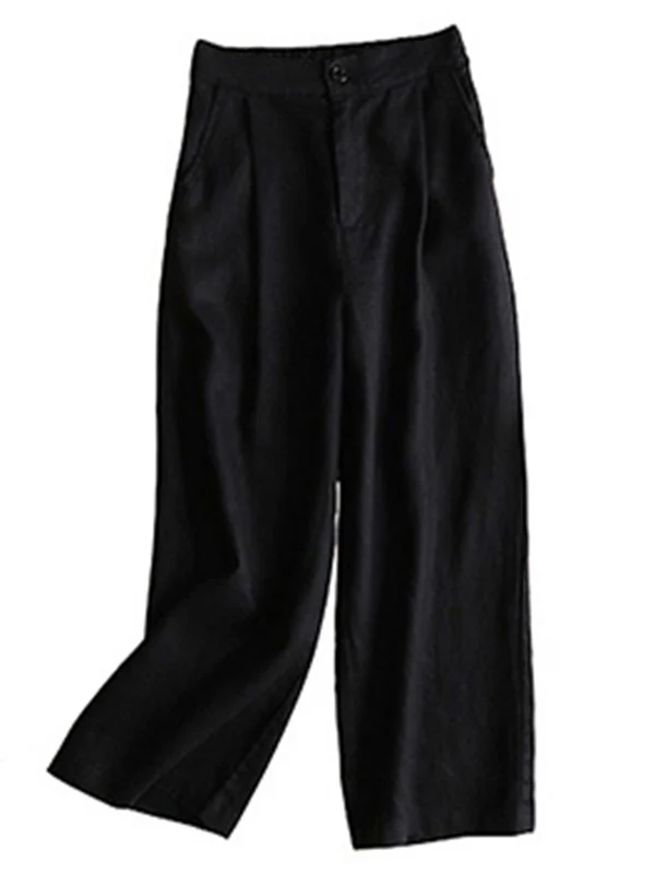 5 Colors Line Loose Casual Plus Size Wide-Leg Pants - Image 7