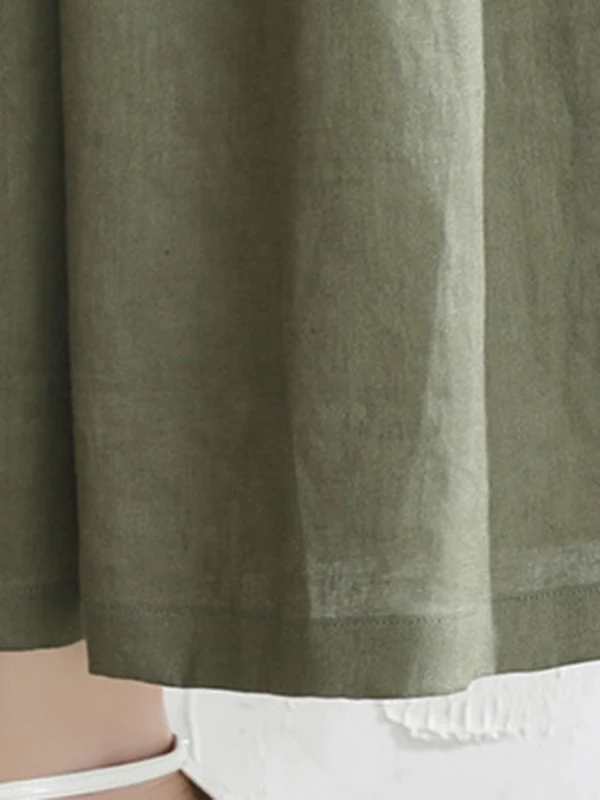 5 Colors Loose Solid Color Ramie Cotton Wide Leg Pants - Image 12