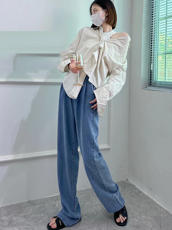 6 Colors Urban High Waisted Wide Leg Solid Color Pants - Image 4