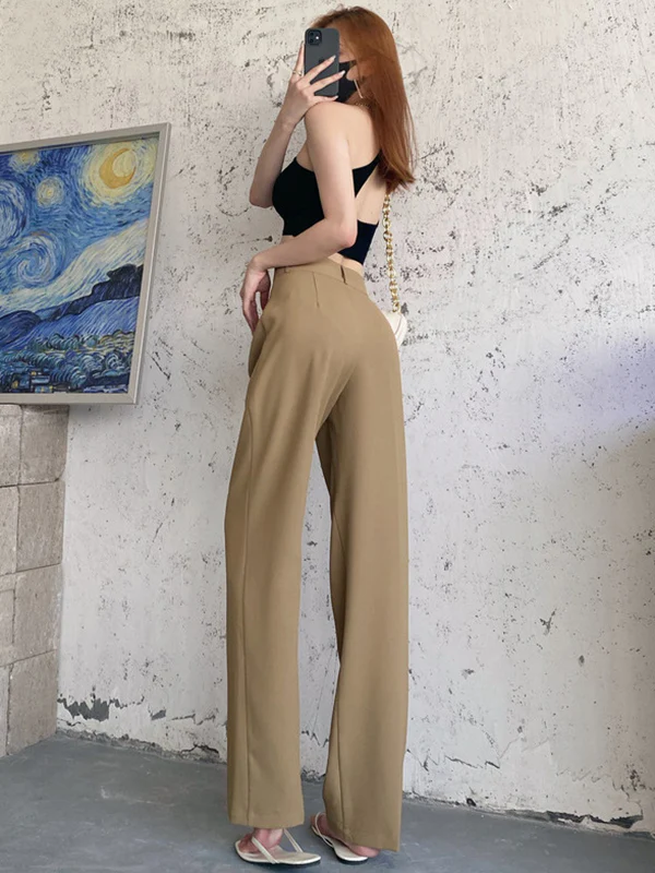 6 Colors Urban High Waisted Wide Leg Solid Color Pants - Image 5