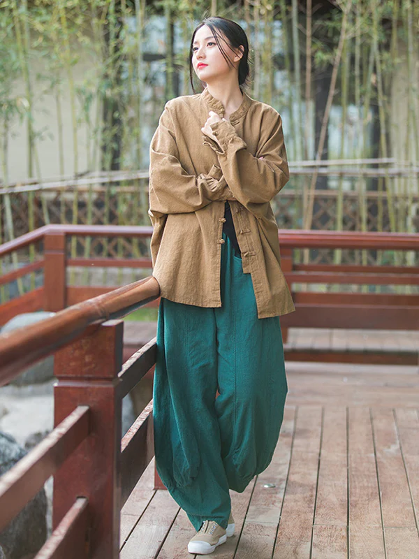 7 Colors Casual Wide Leg High Waisted Solid Color Linen Pants - Image 21