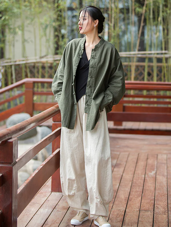 7 Colors Casual Wide Leg High Waisted Solid Color Linen Pants - Image 24