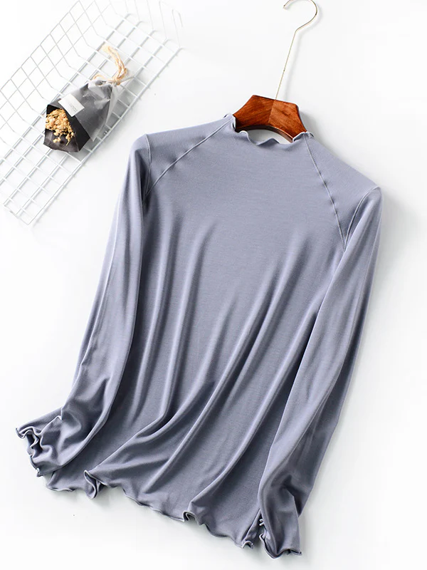 7 Colors Solid Color Long Sleeves T-Shirt Top - Image 2