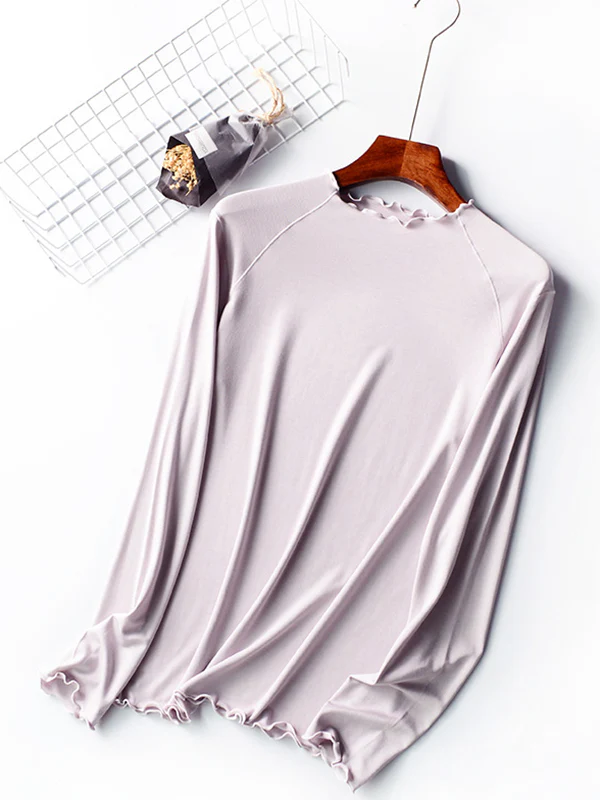 7 Colors Solid Color Long Sleeves T-Shirt Top - Image 3