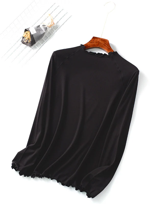 7 Colors Solid Color Long Sleeves T-Shirt Top - Image 6