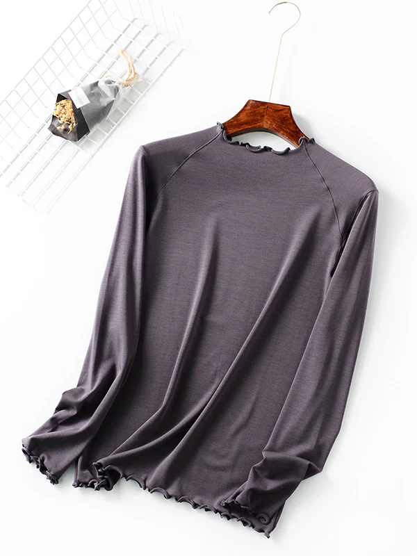 7 Colors Solid Color Long Sleeves T-Shirt Top - Image 7