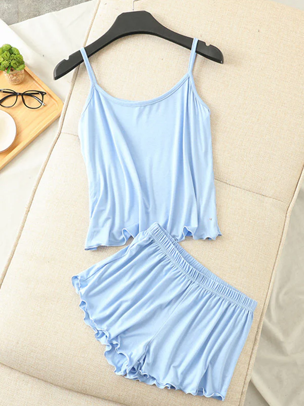 9 Colors Modal Vest&Shorts Loose Two-Piece Sexy Pajamas - Image 10
