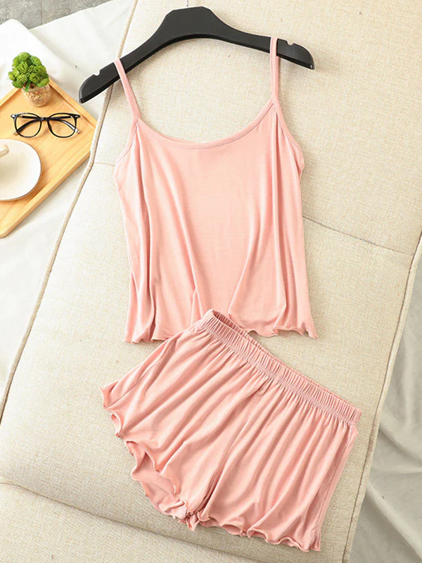 9 Colors Modal Vest&Shorts Loose Two-Piece Sexy Pajamas - Image 11