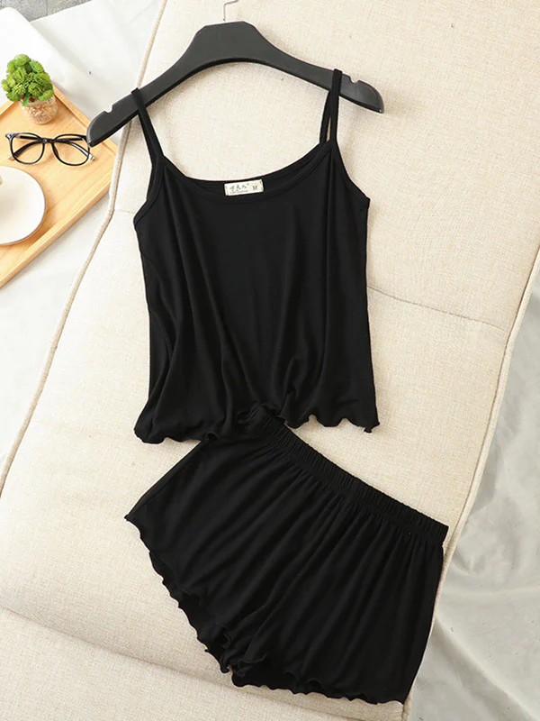 9 Colors Modal Vest&Shorts Loose Two-Piece Sexy Pajamas - Image 12
