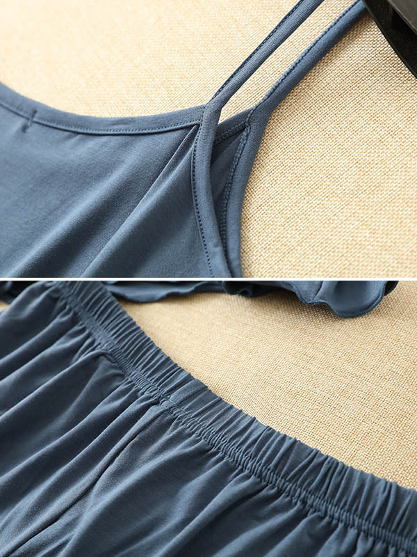 9 Colors Modal Vest&Shorts Loose Two-Piece Sexy Pajamas - Image 16