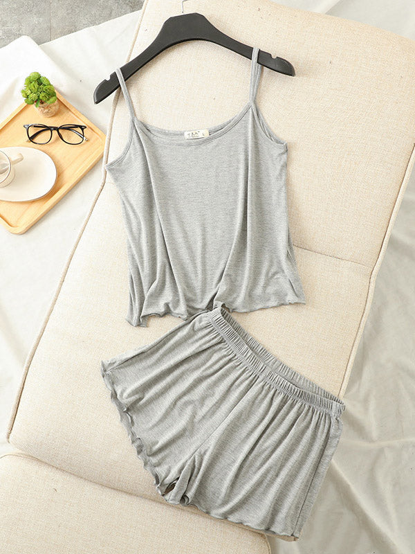 9 Colors Modal Vest&Shorts Loose Two-Piece Sexy Pajamas - Image 8