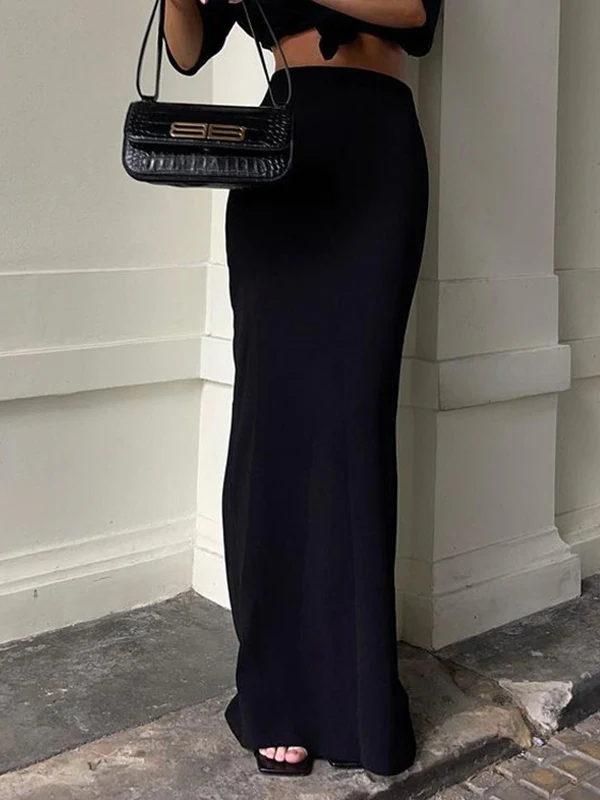 A-Line Bodycon Solid Color Skirts Bottoms - Image 2
