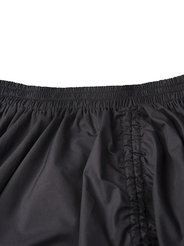 A-Line Elasticated Waist Asymmetric Drawstring Pleated Solid Color Skirts Bottoms - Image 12