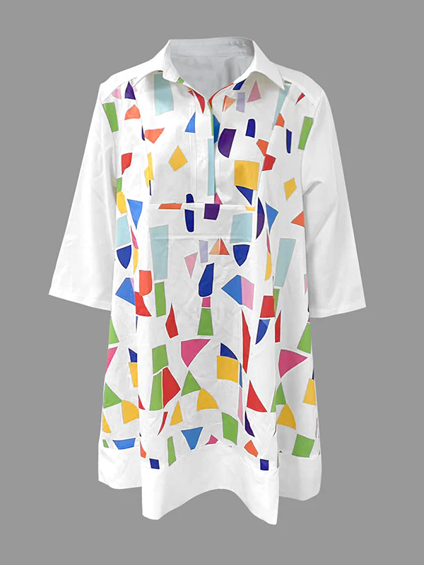 A-Line Half Sleeves Contrast Color Stand Collar Mini Dresses - Image 4
