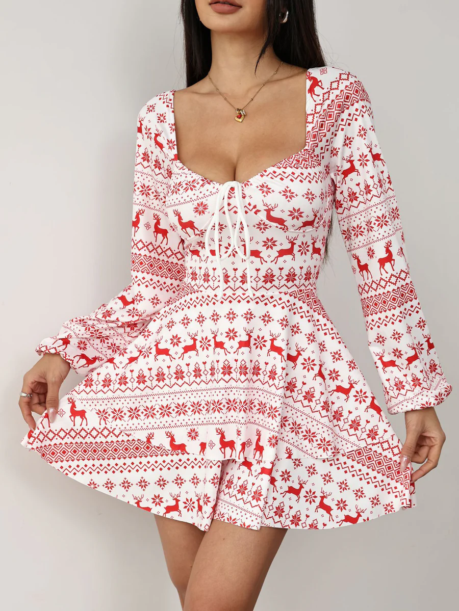 A-Line High Waisted Backless Double Layered Drawstring Elasticity Pleated Square-Neck Rompers - Image 3