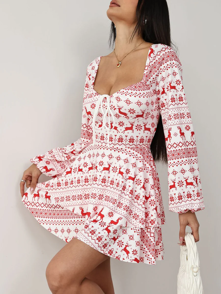 A-Line High Waisted Backless Double Layered Drawstring Elasticity Pleated Square-Neck Rompers - Image 6