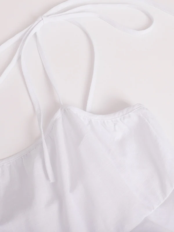 A-Line High Waisted Backless Layered Pleated Solid Color Spaghetti-Neck Mini Dresses - Image 18