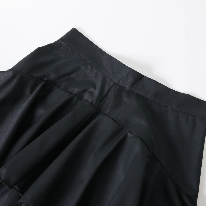 A-Line High Waisted Falbala Solid Color Long Skirts Skirts Bottoms - Image 10