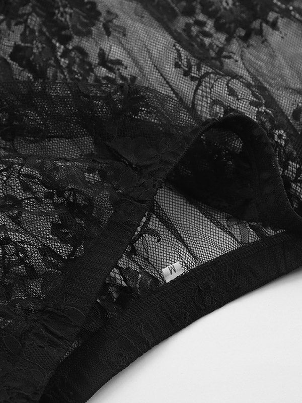 A-Line High Waisted Gauze Pleated See-Through Split-Joint Skirts - Image 7