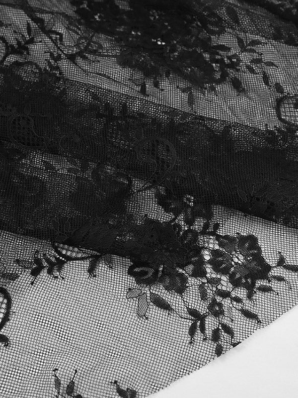 A-Line High Waisted Gauze Pleated See-Through Split-Joint Skirts - Image 9