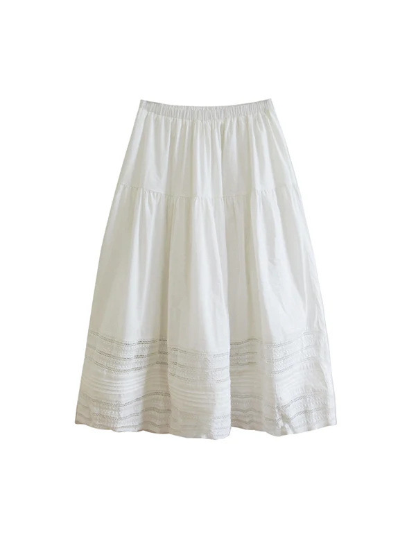 A-Line High Waisted Hollow Solid Color Split-Joint Skirts - Image 7