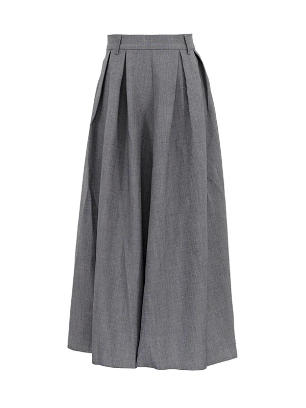 A-Line High Waisted No Belt Pleated Solid Color Skirts Bottoms - Image 12
