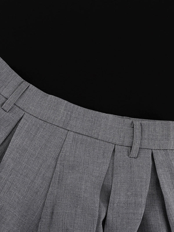 A-Line High Waisted No Belt Pleated Solid Color Skirts Bottoms - Image 7