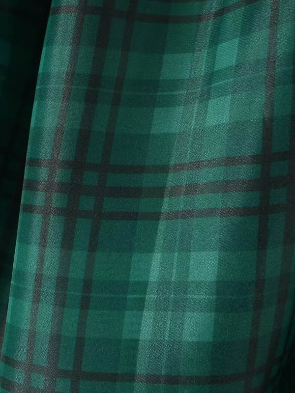 A-Line High Waisted Plaid Pleated Square-Neck Mini Dresses - Image 5