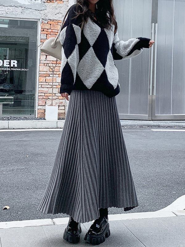 A-Line High Waisted Pleated Solid Color Skirts Bottoms - Image 10