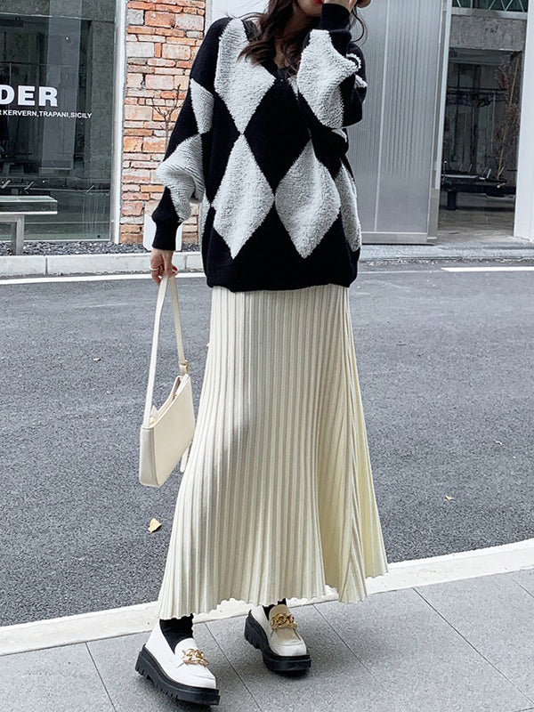 A-Line High Waisted Pleated Solid Color Skirts Bottoms - Image 14