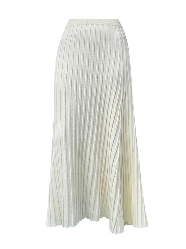 A-Line High Waisted Pleated Solid Color Skirts Bottoms - Image 16