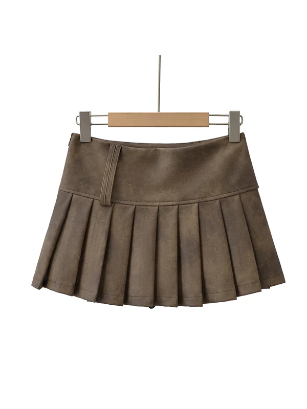 A-Line High Waisted Pleated Solid Color Skirts Bottoms - Image 7