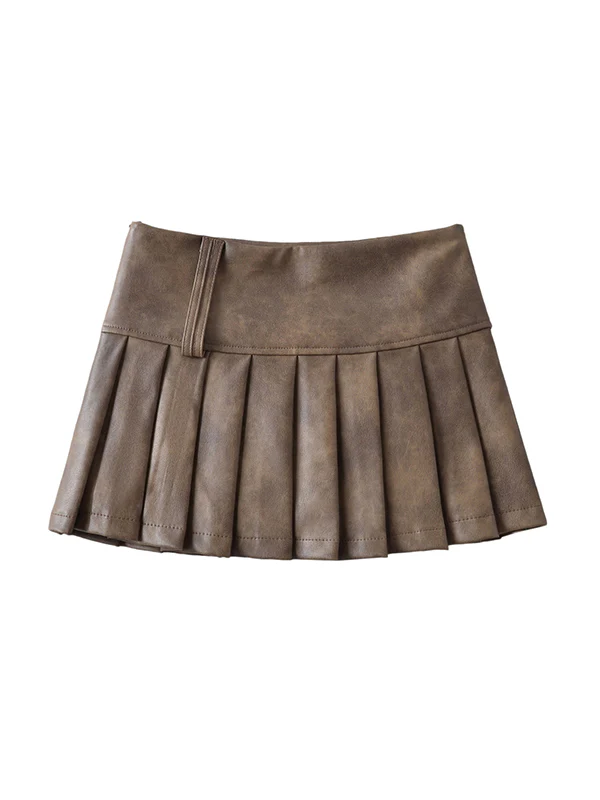 A-Line High Waisted Pleated Solid Color Skirts Bottoms - Image 8