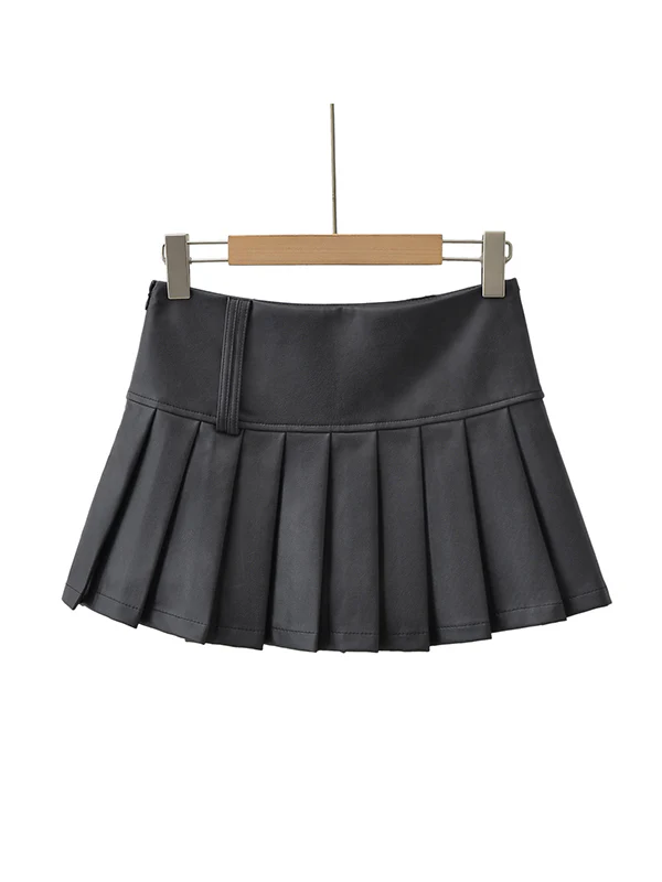 A-Line High Waisted Pleated Solid Color Skirts Bottoms - Image 9