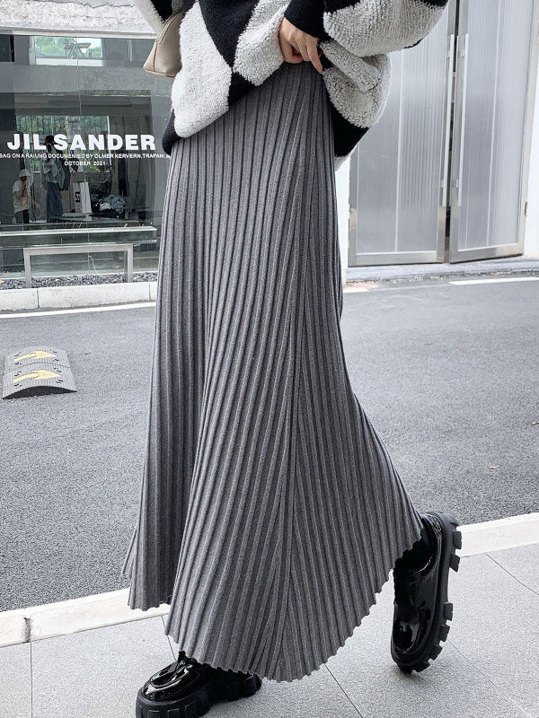 A-Line High Waisted Pleated Solid Color Skirts Bottoms - Image 2