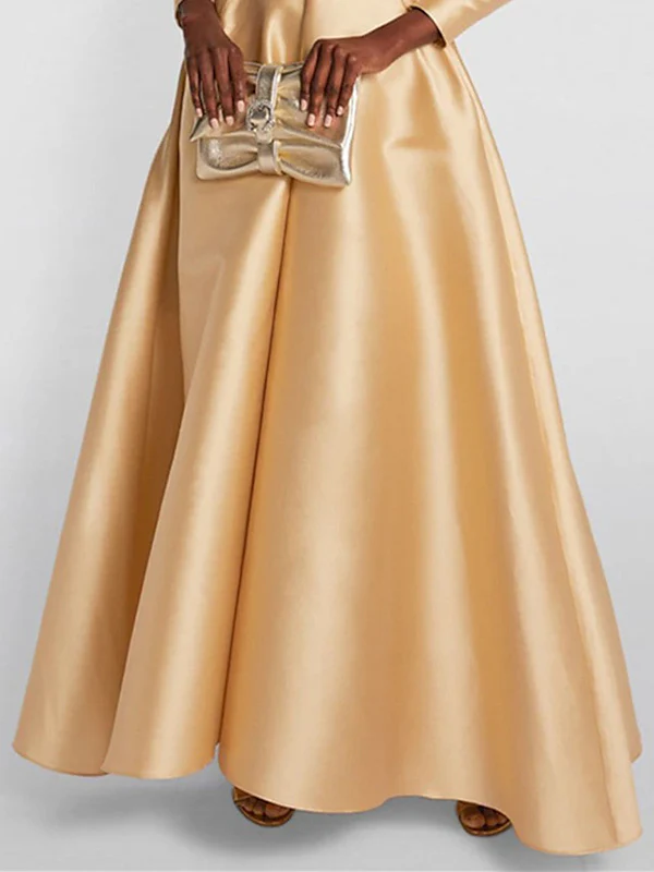 A-Line High Waisted Pleated Solid Color V-Neck Maxi Dresses - Image 7