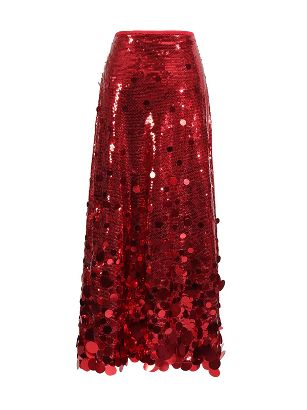 A-Line High Waisted Sequined Shiny Skirts Bottoms - Image 8