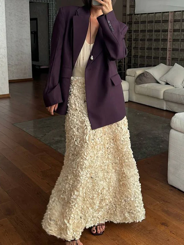 A-Line High Waisted Solid Color Three-Dimensional Flower Skirts Bottoms - Image 13