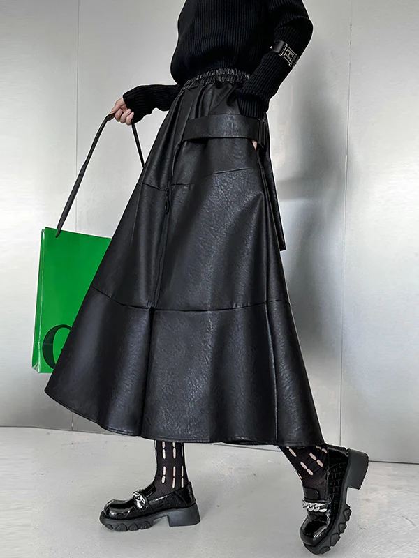 A-Line Hipster Solid Color Split-Joint Zipper Skirts Bottoms - Image 11