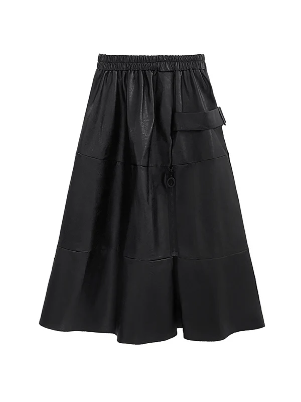 A-Line Hipster Solid Color Split-Joint Zipper Skirts Bottoms - Image 13