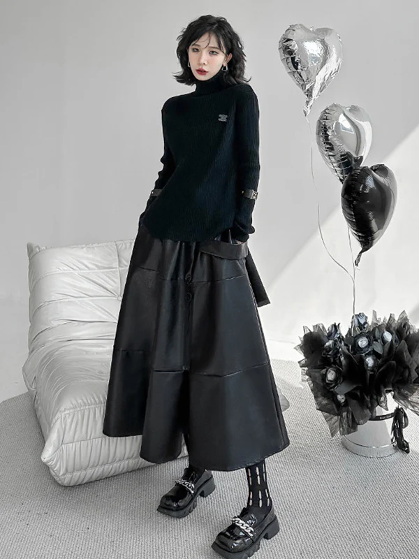 A-Line Hipster Solid Color Split-Joint Zipper Skirts Bottoms - Image 4