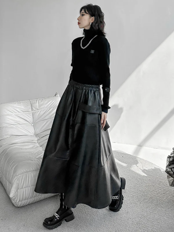 A-Line Hipster Solid Color Split-Joint Zipper Skirts Bottoms - Image 6