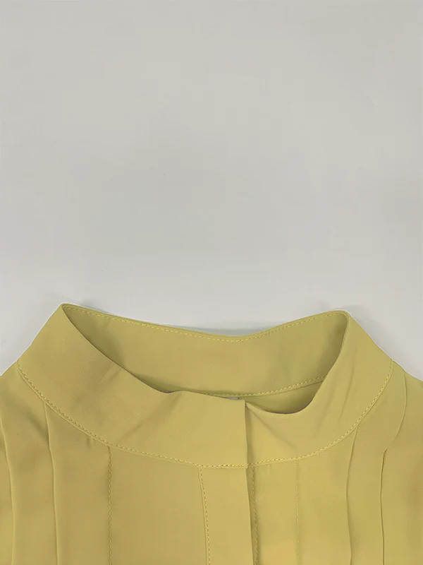 A-Line Long Sleeves Buttoned Pleated Pockets Solid Color Tied Waist V-Neck Maxi Dresses - Image 14