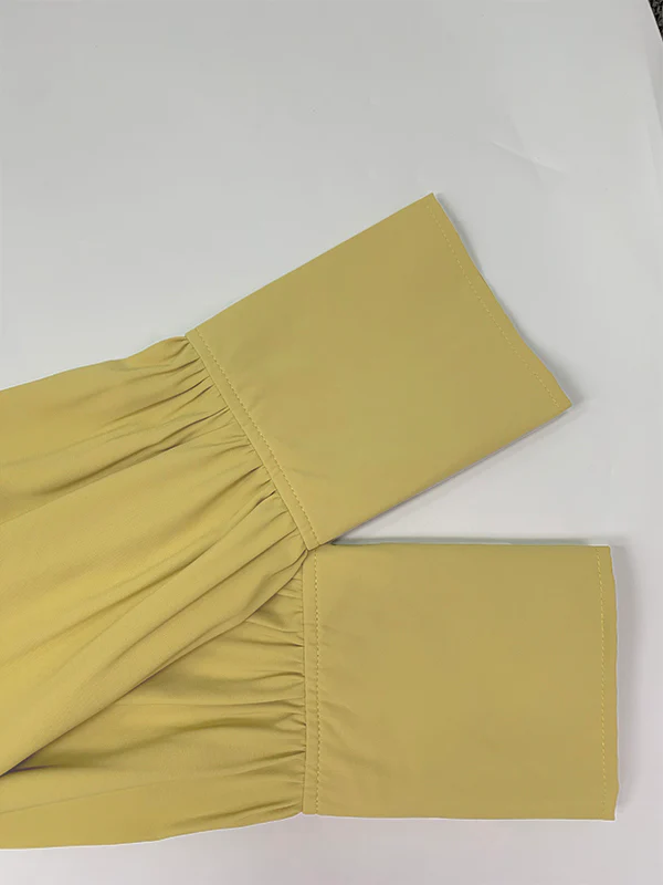 A-Line Long Sleeves Buttoned Pleated Pockets Solid Color Tied Waist V-Neck Maxi Dresses - Image 15