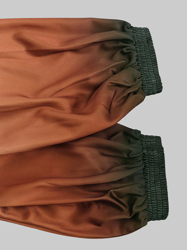 A-Line Long Sleeves Elasticity Gradient Pockets Round-Neck Maxi Dresses - Image 8