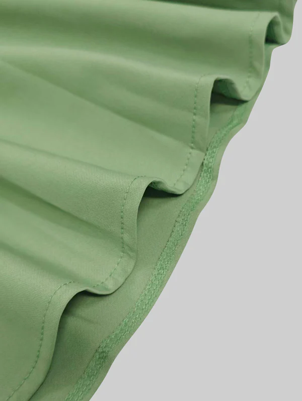 A-Line Long Sleeves Pleated Pockets Solid Color Zipper V-Neck Midi Dresses - Image 8